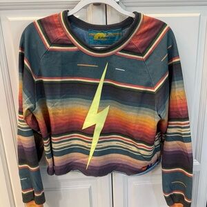 Aviator Nation Multicolor Lightning Bolt Crewneck